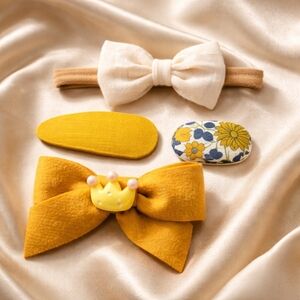Nwt new Handmade bows headband clips set toddler baby girls hair